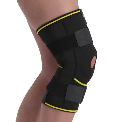 Novamed Leichte Kniebandage mit Gelenkschienen front und seite
