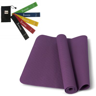workout zu hause pakket yoga mat lila und fitnessband kaufen