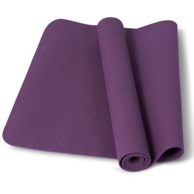 workout zu hause pakket yoga mat lila und fitnessband