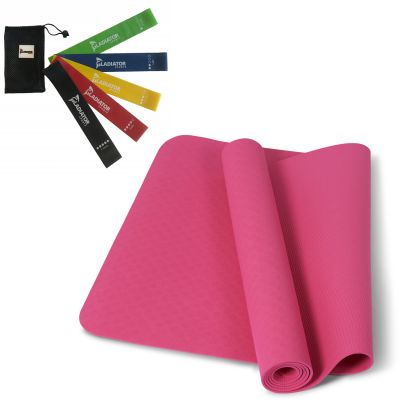 workout zu hause pakket yoga mat rosa und fitnessband kaufen